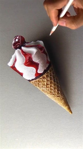 Ice cream cone on paper #art
