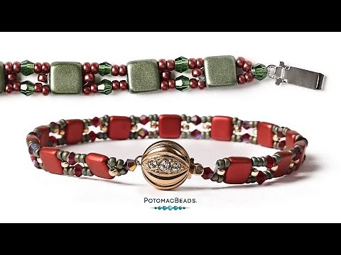 Tile Bead Square Stitch Bracelet - DIY Jewelry Making Tutorial by PotomacBeads