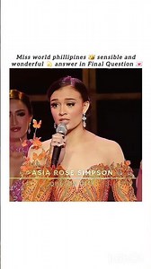 miss world phillipines 2026 an incredible answer on social media 😍 #shorts #short