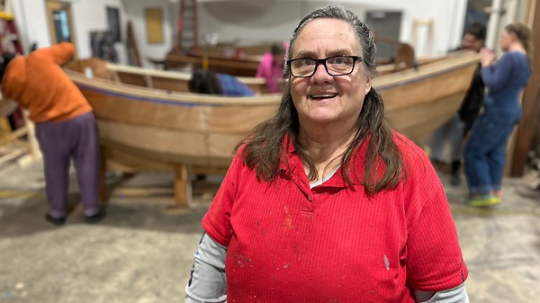 Women's boat building class teaching carpentry and woodwork skills