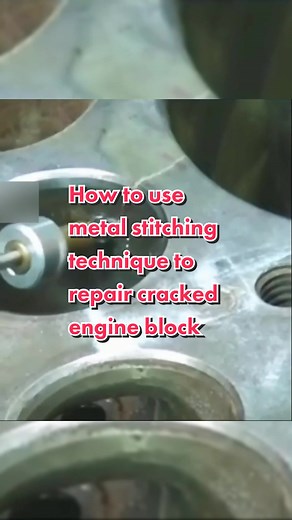 How to use metal stitching technique to repair cracked engine block #automotive #mechanic #engine #automotivemechanic #repair