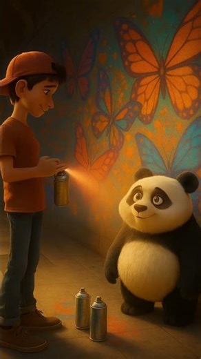 Panda Meets a Street Artist in the Subway 🎨 | Heartwarming Pixar-Style Animation #shorts #pixar #ai
