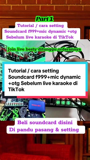 Part 1 Tutorial / cara setting Soundcard f999 mic dynamic otg Sebelum live karaoke di TikTok #carapasangsoundcard #carapasangkabelsoundcard #carapemasangansoundcard #carasettingsoundcard #tutorialpemasangansoundcard