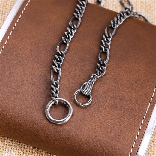 Men Figaro Chain Heavy Necklace Oxidized Silver Chunky Chain 5mm 6mm Figaro Bracelet for Husband - Etsy