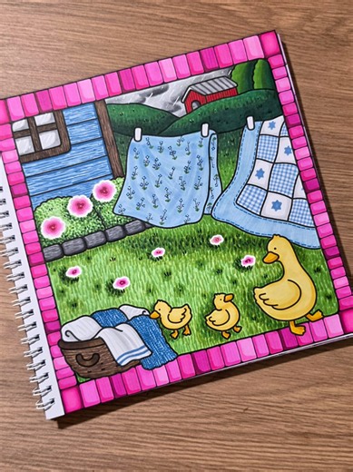 lets color some whimsical blankets together, these turned out so cute 💙 #relaxingvideos #mindfuldrawing #coloringtok #coloringbook