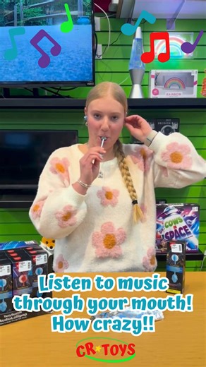 ⭐😜⭐Did you know you can listen to music... through your mouth? 🤯🍭We just tried the TastySounds Audio Lollipop and it is seriously the coolest thing ever! You literally hear the tunes inside your head while you snack. It sounds like magic, but it tastes even better. Stop in, these are AWESOME!⭐😜⭐ #TastySounds #AudioLollipop #MusicCandy #TechToys #FunSnacks #shopsmall #shoplocal #kearneynebraska #crtoys | CR Toys