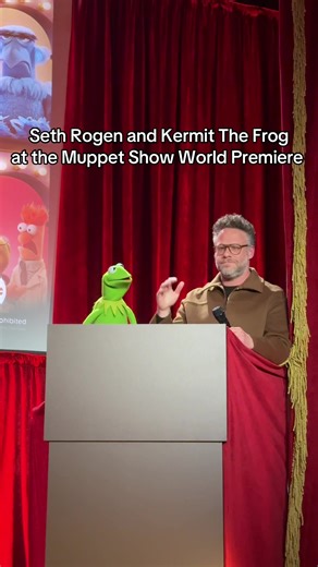 Seth Rogen and Kermit The Frog greet guests at #TheMuppetShow world premiere in Los Angeles! Hosted @Disney @ABC