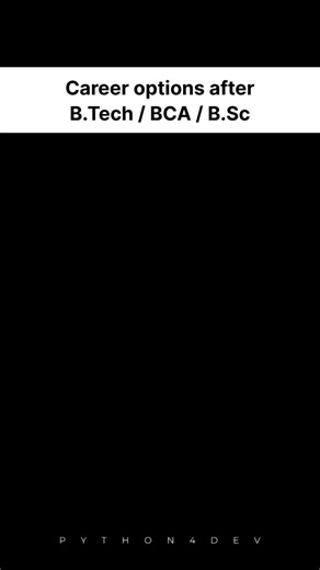 AIX | Python & AI Educator on Instagram: "After B.Tech / BCA / B.Sc, there is no single best career for everyone. The right path depends on your interest and goals. You can choose tech jobs, data and AI roles, higher studies, government exams, or non-coding careers. Your degree is just a starting point. What really matters is: • picking one direction • learning the right skills • getting practical experience • staying consistent With clear focus and effort, students from any of these degrees can