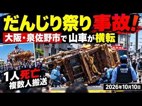 泉佐野市のだんじり祭りで重大事故！山車が横転、1人死亡・複数人搬送【2026年10月10日】