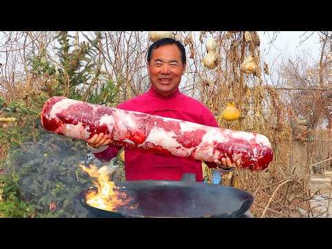 BEST Street Style! 5kg Beef Cut into Fine Slices, Stir-fried on Hot Iron Pan! | Uncle Rural Gourmet