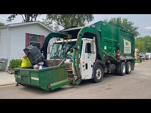 Waste Management Mack LE McNeilus Atlantic Carry Can Garbage Truck on Manual Trash!