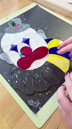 Getting my clown stained glass project ready for foiling!