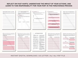 Forgiveness Workbook Printable, Forgiveness Worksheet, Forgiveness Letter, Self Forgiveness, Self Love, Self Growth, Therapy Worksheets, PDF - Etsy