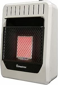 ProCom Heating MN1PTG Natural Gas Infrared Vent Free Space Heater with Thermostat Control for Living Room, BedRoom, Home Office Use, 10000 BTU, Heats Up to 500 Square Feet, White