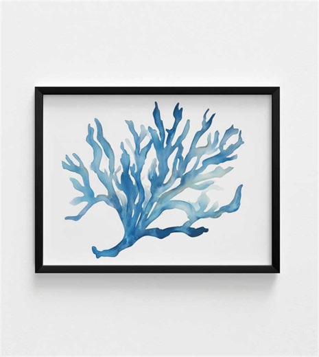 Blue Coral Print: Beach and Coastal Art (framed or Unframed) - Etsy