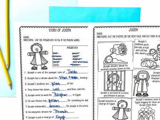 Joseph Printable Activity Sheets   Craft for Sunday School or Bible Class || Print and Go Bible Lesson for Elementary Students - Etsy