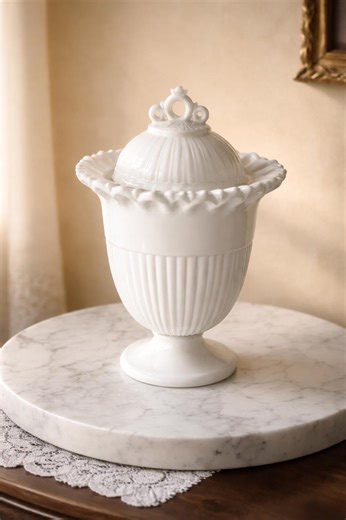 Fostoria Milk Glass Covered Urn - Etsy
