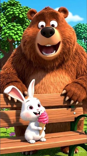 Funny Rabbit vs Bear – Ice Cream Cartoon Short 😂🍦