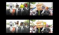 Mix of 4 videos from youtube : coffin dance meme side by side 1