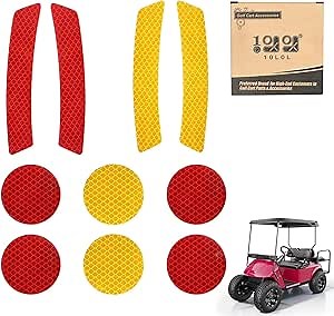 Amazon.com: 10L0L Golf Cart Front Rear Side Reflex Reflector Strips, Stick-On Sticker Decals Red Amber - Round : Automotive