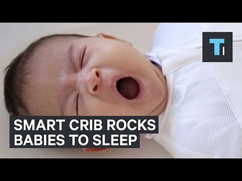 Smart crib automatically rocks babies to sleep
