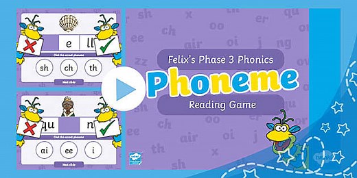 Felix’s Phase 3 Phonics Phoneme Reading PowerPoint Game