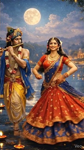 Radha Krishna Divine Dance ✨ | Pure Love Vibes ❤️#radhakrishna #dance #sun#blue #water