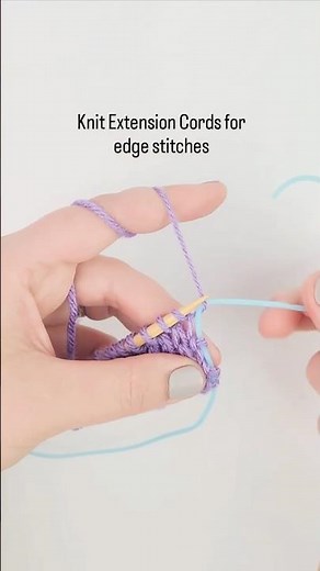 Using knit extension cords for edge stitches