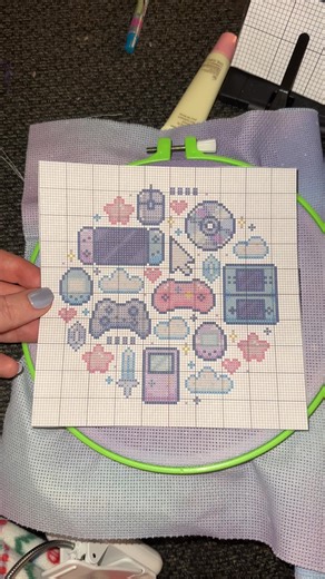 Finally finished my retro gaming cross-stitch stitch project @🌸Sarah🌸 #crossstitch #kawaiicrossstitch #gamergirl #crossstitchoftiktok