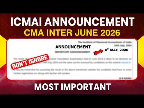 ICMAI Important Announcement | CMA Inter June 26 | Skill Training | CMA Inter Skill Training June 26