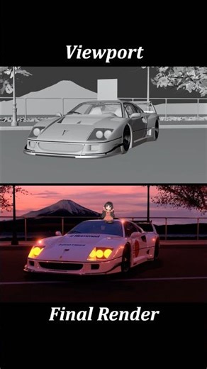 F40 in Japan 🇯🇵 Viewport and Final Render #ferrari #blender #fyp #foryou #viral