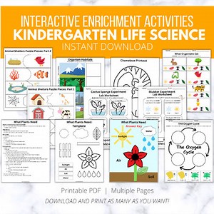 8 Life Science Kindergarten Science Activity, NGSS standards, Labs, Games