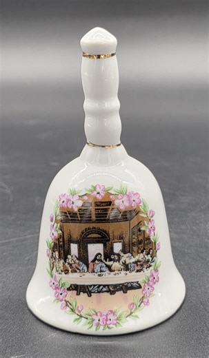 White Porcelain Lego Bell With the Last Supper and Flowers, Religious, Christian, Jesus - Etsy