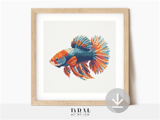 Betta Fish Cross Stitch Pattern | Siamese Fighting Fish | PDF Guide | Digital Download - Etsy Australia