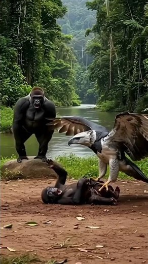 Harpy Eagle Grabs Baby Gorilla… But Didn’t See THIS Coming