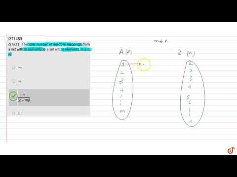 The total number of injective mappings from a set with m elements to a set with n elements, `m