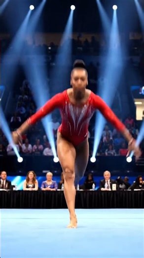 USA Gymnast Rises from a Side Split into a Powerful Turn