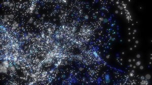 Vortex movement of colored bubbles in a liquid.