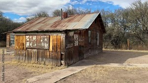 Abandoned old wooden house in the ghost town of Fairbank, Arizona