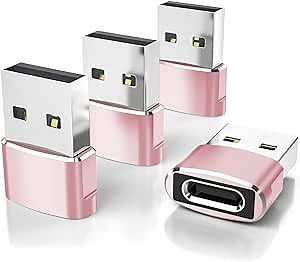 Elebase for Samsung Galaxy S25 Adapter,USB to USB C Adaptor 4Pack,Type C Female to A Male Cable Converter for Galaxy S24 S23 Plus Ultra FE,Z Fold Flip 7 6 5,A55 A54 A53 A52,Tab S10 S9 S8 A9 A8 A7 Lite