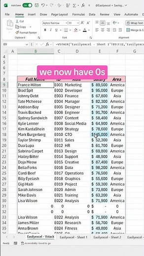 How to stack multiple Excel sheets into one using Vstack! #excel #spreadsheets #excelfunctions
