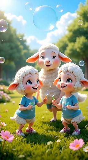 Cute Baby Lambs Blowing Bubbles 🐑🫧 | Sheep Family | Kids Cartoon Short