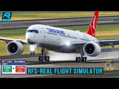 Turkish Airlines Airbus A350-900 Full Flight ✈️ Caracas 🇻🇪 to Istanbul 🇹🇷|Real Flight Simulator(RFS)