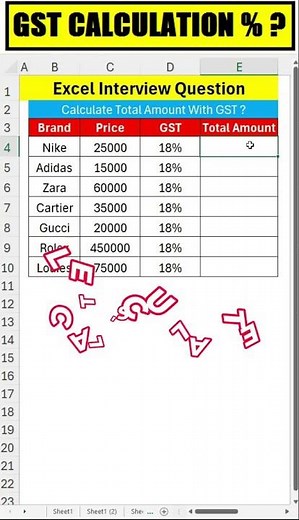 GST CALCULATION IN EXCEL| EXCEL GST #excel #exceltips #excelshorts #exceltricks