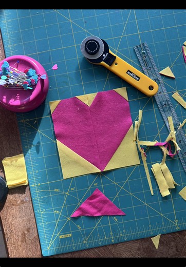 Easy Thrifted Heart Block Quilting Tutorial