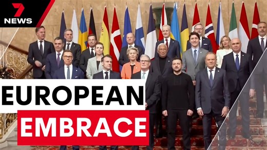 33K views · 764 reactions | Volodymyr Zelensky has been given the Royal treatment, warmly welcomed by King Charles after being hugged by European leaders while working together on a peace deal. The Ukrainian President remains hopeful and believes he can salvage his relationship with Donald Trump. Download the 7NEWS app: 7news.link/7newsapp #7NEWS | 7NEWS Brisbane | Facebook