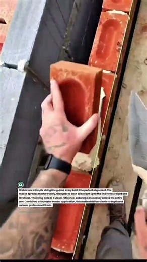 Brick Laying With String Line Precision Method #construction #diy #shorts