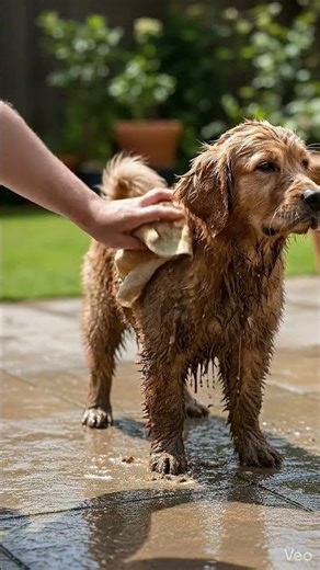 Dog being washed