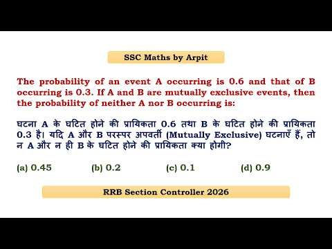 The probability of an event A occurring is 0.6 and that of B occurring is 0.3. If A and B are