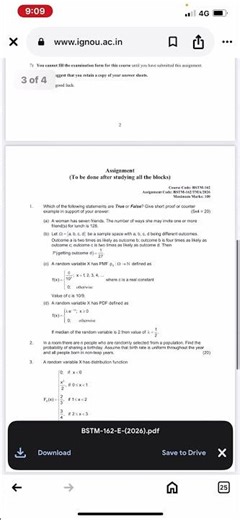 BSTM-162 assignment question paper jan 2026 #ignou #ignouuniversity